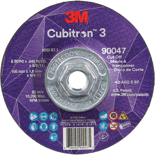 Cubitron 3 Cut-Off Wheel, 6" x 0.045", 5/8"-11 Arbor, Type T27, Ceramic, 10200 RPM Pathway Supply LP