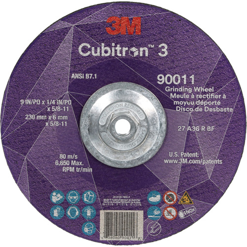 Cubitron 3 meule a moyeu d&eacute;port&eacute;, 9" x 0,25", Arbre 5/8"-11, C&eacute;ramique, Type T27 Pathway Supply LP