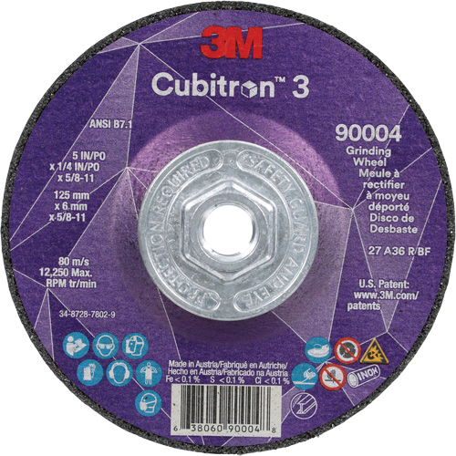 Cubitron 3 meule a moyeu d&eacute;port&eacute;, 5" x 0,25", Arbre 5/8"-11, C&eacute;ramique, Type T27 Pathway Supply LP