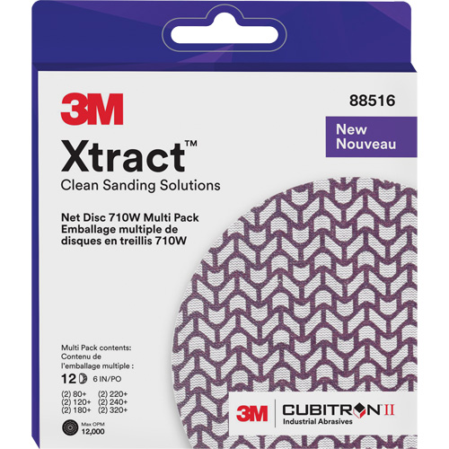 Xtract Cubitron II Net Disc 710W Multi Pack, 6" Dia., 80+/120+/240+/220+/320+/180+ Grit, Ceramic Pathway Supply LP