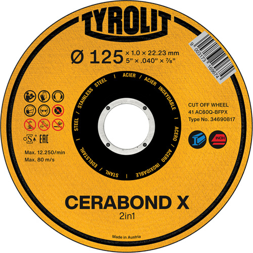 Cerabond X Cut-Off Wheel, 5" x 0.04", 7/8" Arbor, Ceramic Pathway Supply LP