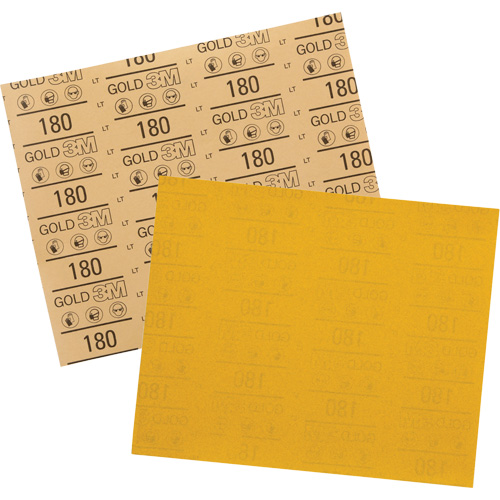 Gold Abrasive Sheet 12545, 9" x 11", 180 Grit, Aluminum Oxide Pathway Supply LP