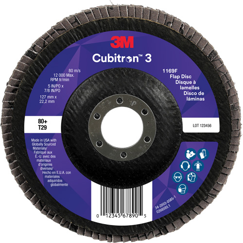 Cubitron 3 Conical  Flap Disc 1169F, 5" x 7/8", Type T29, 80+ Grit, Ceramic Pathway Supply LP