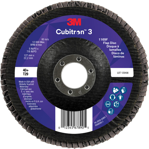 Cubitron 3 Conical  Flap Disc 1169F, 5" x 7/8", Type T29, 40+ Grit, Ceramic Pathway Supply LP