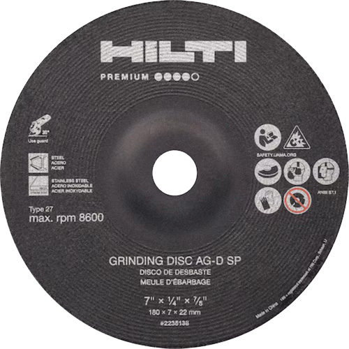 AG-D SP Premium Grinding Wheels, 5" x 1/4", 7/8" Arbor, Zirconium, Type 27 Pathway Supply LP