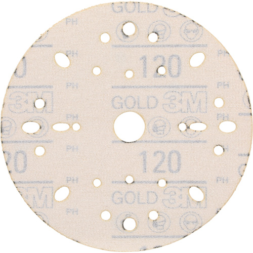 Hookit Gold Abrasive Disc, 6" Dia., 120 Grit, Aluminum Oxide, C-Weight Pathway Supply LP
