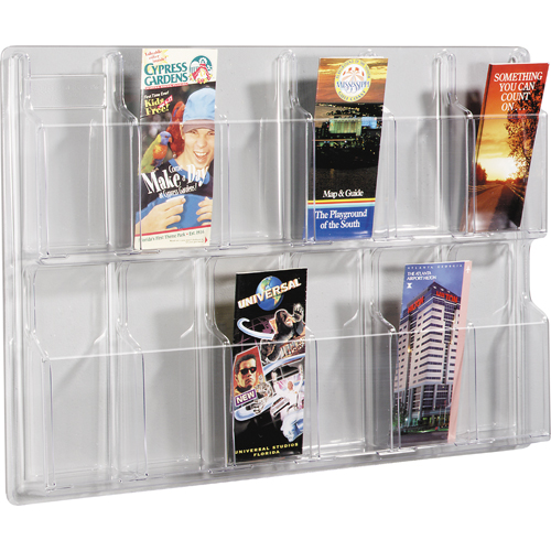 Literature Displays, Wall Mount, 12 Slots, Plastic, 30" W x 2" D x 20-3/8" H Pathway Supply LP