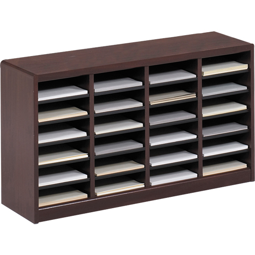 E-Z Stor&reg; Literature Organizer, Stationary, 24 Slots, Wood, 40" W x 11-3/4" D x 23" H Pathway Supply LP