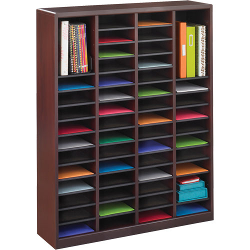 Casier &agrave; compartiments E-Z Stor pour documentation, Stationnaire, 60 fentes, Bois, 40" la x 3/4" p x 52-1/4" h Pathway Supply LP