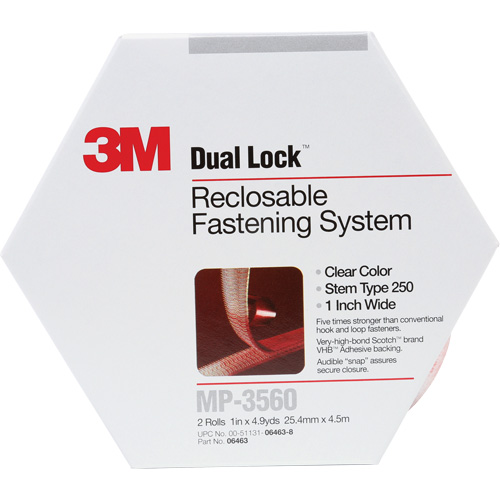 Attache refermable Dual Lock, Auto-appariement, 5 vg x 1", Adh&eacute;sif, Transparent Pathway Supply LP