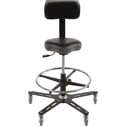 TF150 Ergonomic Chair, Adjustable, Vinyl Seat, Black Pathway Supply LP