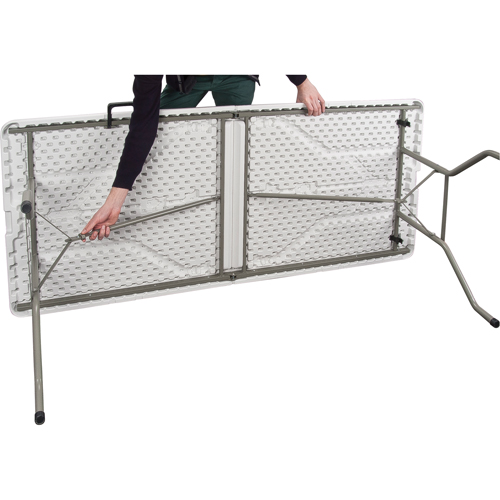 Fold-in-Half Table, Rectangular, 72" L x 30" W, Polyethylene, White Pathway Supply LP