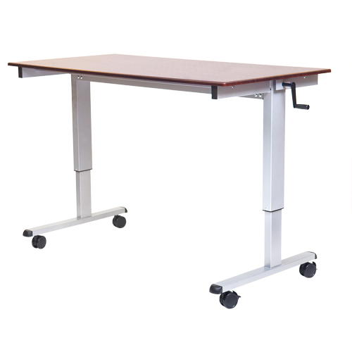 Adjustable Stand-Up Workstations, Stand-Alone Desk, 48-1/2" H x 48" W x 32-1/2" D, Walnut Pathway Supply LP
