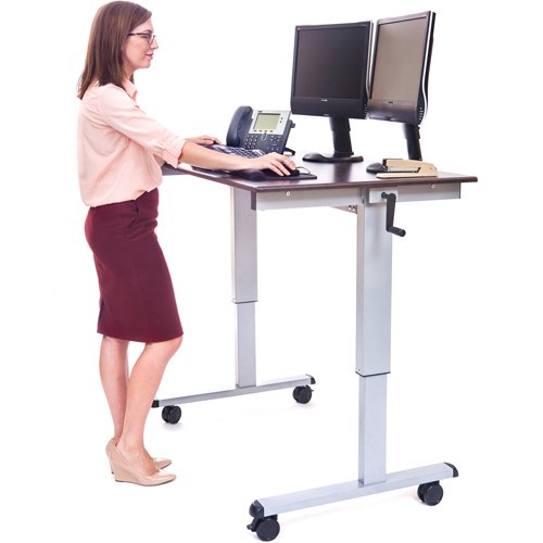 Adjustable Stand-Up Workstations, Stand-Alone Desk, 48-1/2" H x 48" W x 32-1/2" D, Walnut Pathway Supply LP