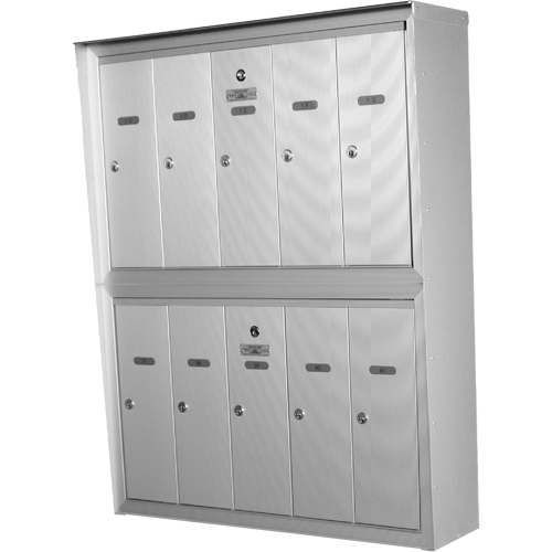 Boîtes aux lettres &agrave; plateforme double, Fixation Mural, 16" x 5-1/2", 12 portes, Aluminium Pathway Supply LP