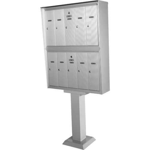 Boîtes aux lettres &agrave; plateforme double, Fixation Socle, 16" x 5-1/2", 12 portes, Aluminium Pathway Supply LP