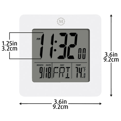 Horloge de bureau, Num&eacute;rique, &agrave; piles, 3,6" la x 1,5" p x 3,6" h, Blanc Pathway Supply LP