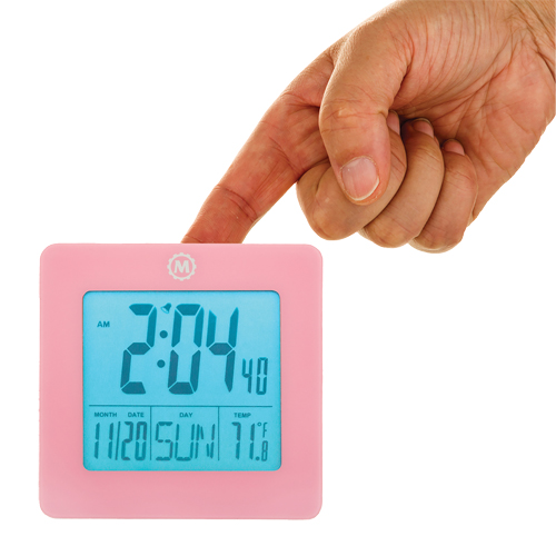 Horloge de bureau, Num&eacute;rique, &agrave; piles, 3,6" la x 1,5" p x 3,6" h, Rose Pathway Supply LP