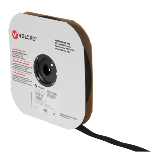 Ruban d'attaches, Boucle, 25 vg x 1", Cousu, Noir Pathway Supply LP