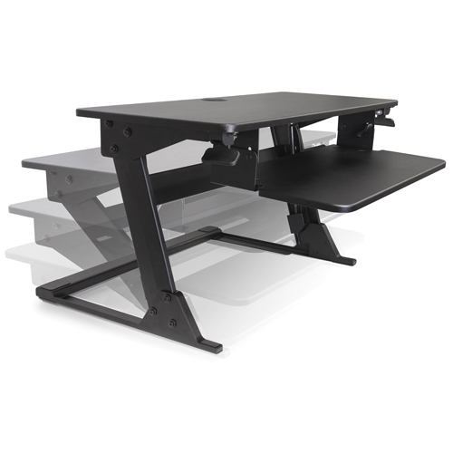 Goya Sit-Stand Workstation, Desktop Unit, 21" H x 35-2/5" W x 24" D, Black Pathway Supply LP