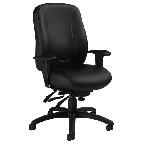 Chaise Overtime &agrave; dos &eacute;lev&eacute;, Cuir, Noir, Capacit&eacute; 300 lb Pathway Supply LP