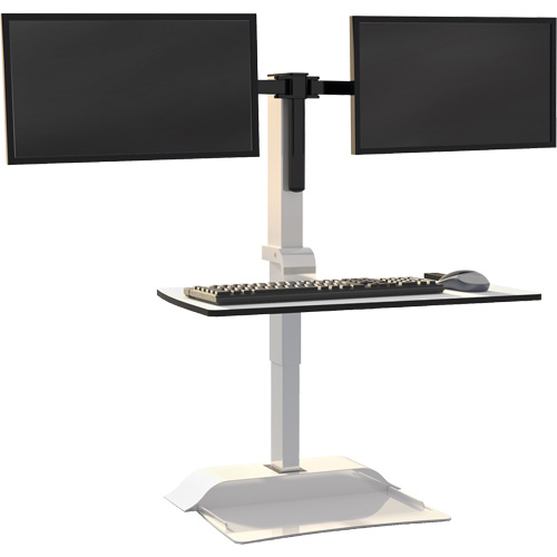 Soar Sit/Stand Electric Desk with Dual Monitor Arm, Desktop Unit, 37-1/4" H x 27-3/4" W x 22" D, White Pathway Supply LP