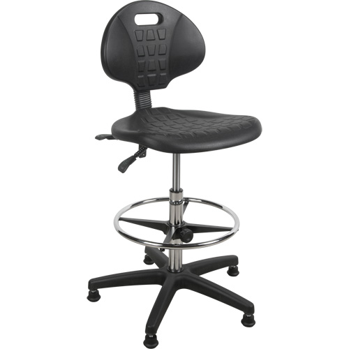 Heavy-Duty Ergonomic Stool, Stationary, Adjustable, 39” - 48”, Polyurethane Seat, Black Pathway Supply LP