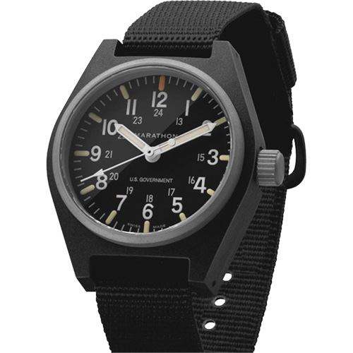 Montre au quartz d'usage g&eacute;n&eacute;ral avec MaraGlo, Analogique, &agrave; piles, 0,6" la x 1,3" p x 0,4" h, Noir Pathway Supply LP