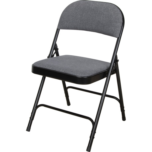Chaise pliante de luxe en tissu rembourr&eacute;e, Acier, Gris, Capacit&eacute; 300 lb Pathway Supply LP