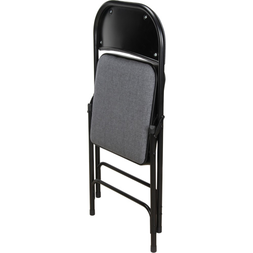 Chaise pliante de luxe en tissu rembourr&eacute;e, Acier, Gris, Capacit&eacute; 300 lb Pathway Supply LP