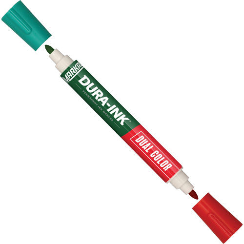 Marqueur &agrave; encre permanente et double couleur Markal Dura-Ink, Vert/Rouge, Pointe Ronde Pathway Supply LP