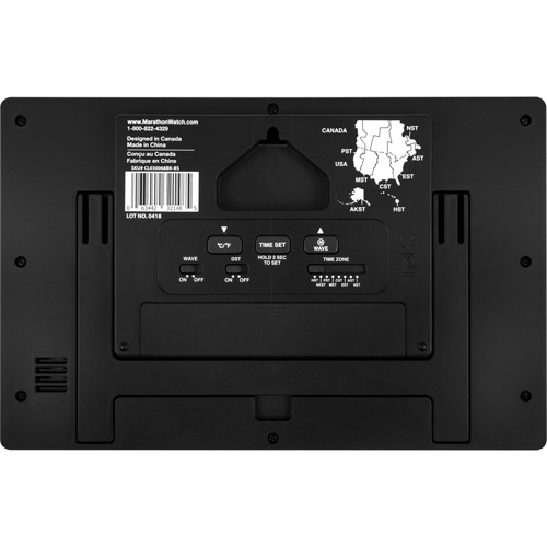 Self-Setting & Self-Adjusting Wall Clock with Stand, Digital, Battery Operated, Black Pathway Supply LP