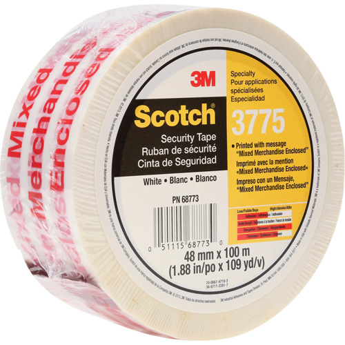 Scotch&reg; 3775 Box Sealing Tape with Message, Hot Melt Adhesive, 2 mils, 48 mm (1-22/25") x 100 m (328') Pathway Supply LP