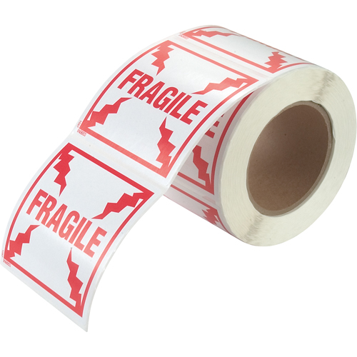 &eacute;tiquettes pour traitement sp&eacute;cial Fragile, 4" lo x 4" la, Rouge/blanc Pathway Supply LP