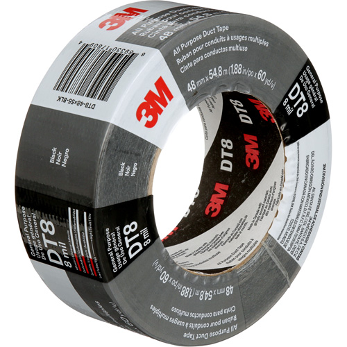 DT8 All-Purpose Duct Tape, 8 mils, Black, 48 mm (2") x 55 m (180') Pathway Supply LP
