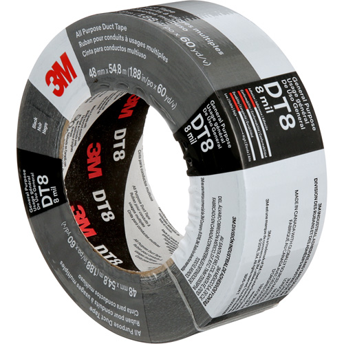 DT8 All-Purpose Duct Tape, 8 mils, Black, 48 mm (2") x 55 m (180') Pathway Supply LP
