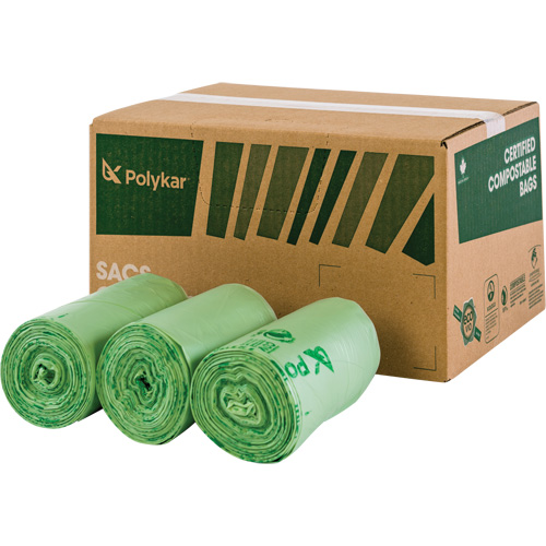Sacs certifi&eacute;s compostables, R&eacute;gulier, 60" lo x 48" la, Transparent, Capacit&eacute; de 245 L (65 gal.) Pathway Supply LP