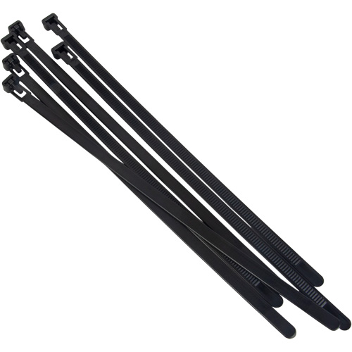 Attache-c&acirc;ble r&eacute;utilisable, Longueur 8", R&eacute;sistance &agrave; la traction 50 lb, Noir Pathway Supply LP