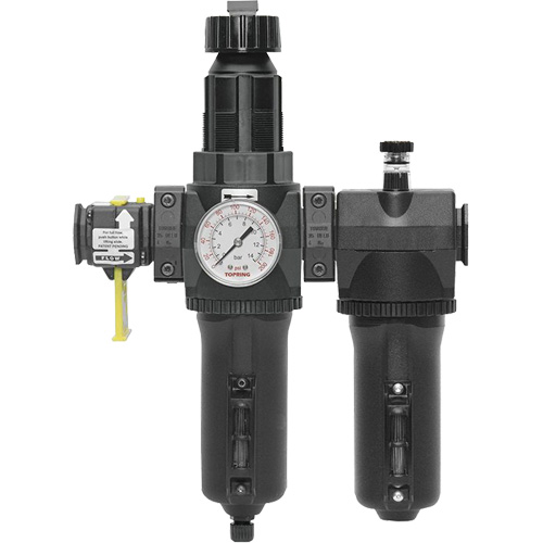 Filtre + r&eacute;gulateur + lubrificateur &agrave; drain manuel avec bol standard et manom&egrave;tre Modulair 400, 3/4" NPT Pathway Supply LP