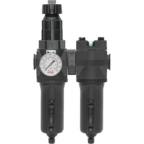 Filtre/r&eacute;gulateur + filtre coalescent drain manuel avec bol en m&eacute;tal Modulair 400, 1/4" NPT, 200 psi, Capacit&eacute; de 9,1 oz liq. Pathway Supply LP