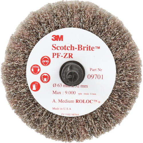 Brosse &agrave; lamelles pour labrasion et le polissage PF-ZR Roloc Scotch-Brite, Oxyde d'aluminium, Grain Moyen, 2-1/2" x 1-1/4" Pathway Supply LP