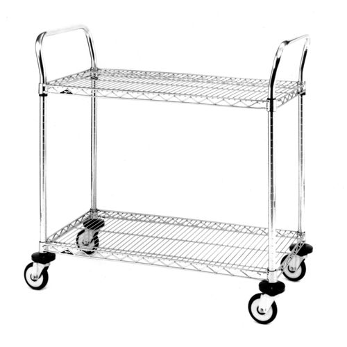 Chariot utilitaire &agrave; usage standard avec tablettes en treillis m&eacute;tallique, Chrom&eacute;, 18" x 39" x 36", Capacit&eacute; 375 lb Pathway Supply LP