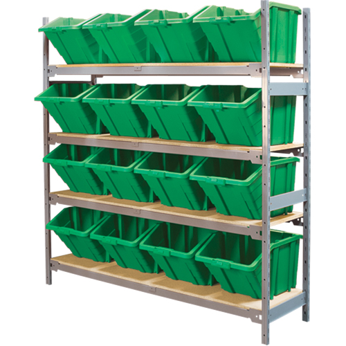&eacute;tag&egrave;res larges avec bacs g&eacute;ants en plastique, Acier, Sans boulons, Capacit&eacute; 800 lb, 66" la x 72" h x 18" p Pathway Supply LP