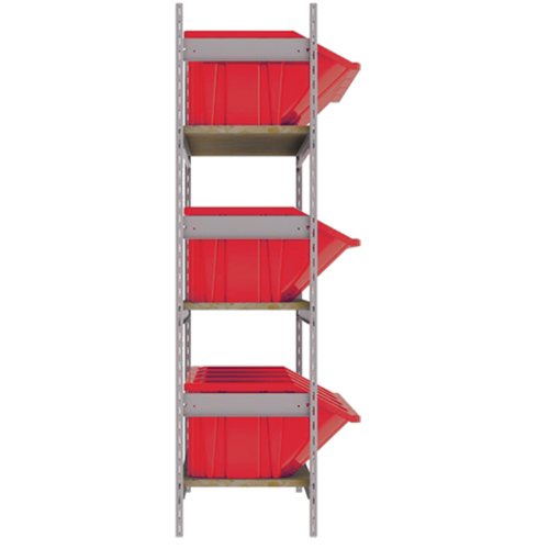 Wide Span Shelving with Jumbo Plastic Bins, Steel, Boltless, 800 lbs. Capacity, 66" W x 60" H x 18" D Pathway Supply LP