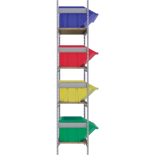 Wide Span Shelving with Jumbo Plastic Bins, Steel, Boltless, 800 lbs. Capacity, 66" W x 72" H x 18" D Pathway Supply LP
