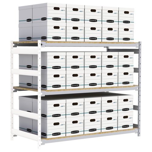 Wide Span Record Storage Shelving, Steel, 3 Shelves, 72" W x 32" D x 60" H, Add-On Kit Pathway Supply LP