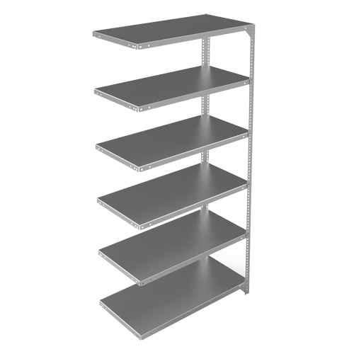 Shelving Unit, Galvanized Steel, Slotted Angle, Add-On, 36" W x 72" H x 18" D Pathway Supply LP