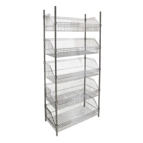Wire Basket Shelving Unit, 5 Tiers, 36" W x 74" H x 18" D Pathway Supply LP