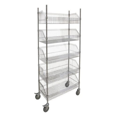 Chariot &agrave; tablette avec panier en treillis, Tiers 5, 48" la x 80" h x 24" p Pathway Supply LP