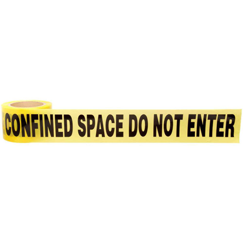 Barricade Tape, English, 3" W x 1000' L, 3 mils, Black on Yellow Pathway Supply LP